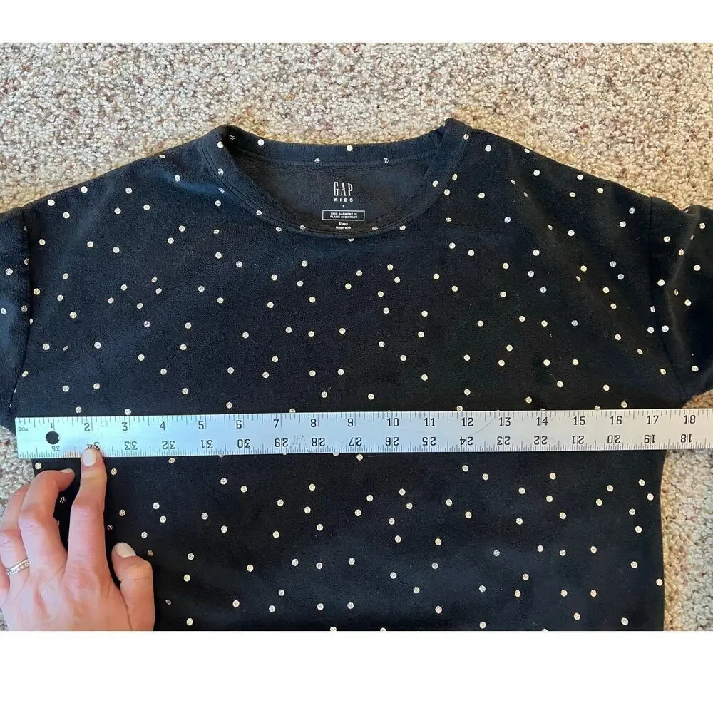 Girls Gap Velour Loungwear, Small, Black Polka Dot, Pajamas, Soft, 2 Piece
